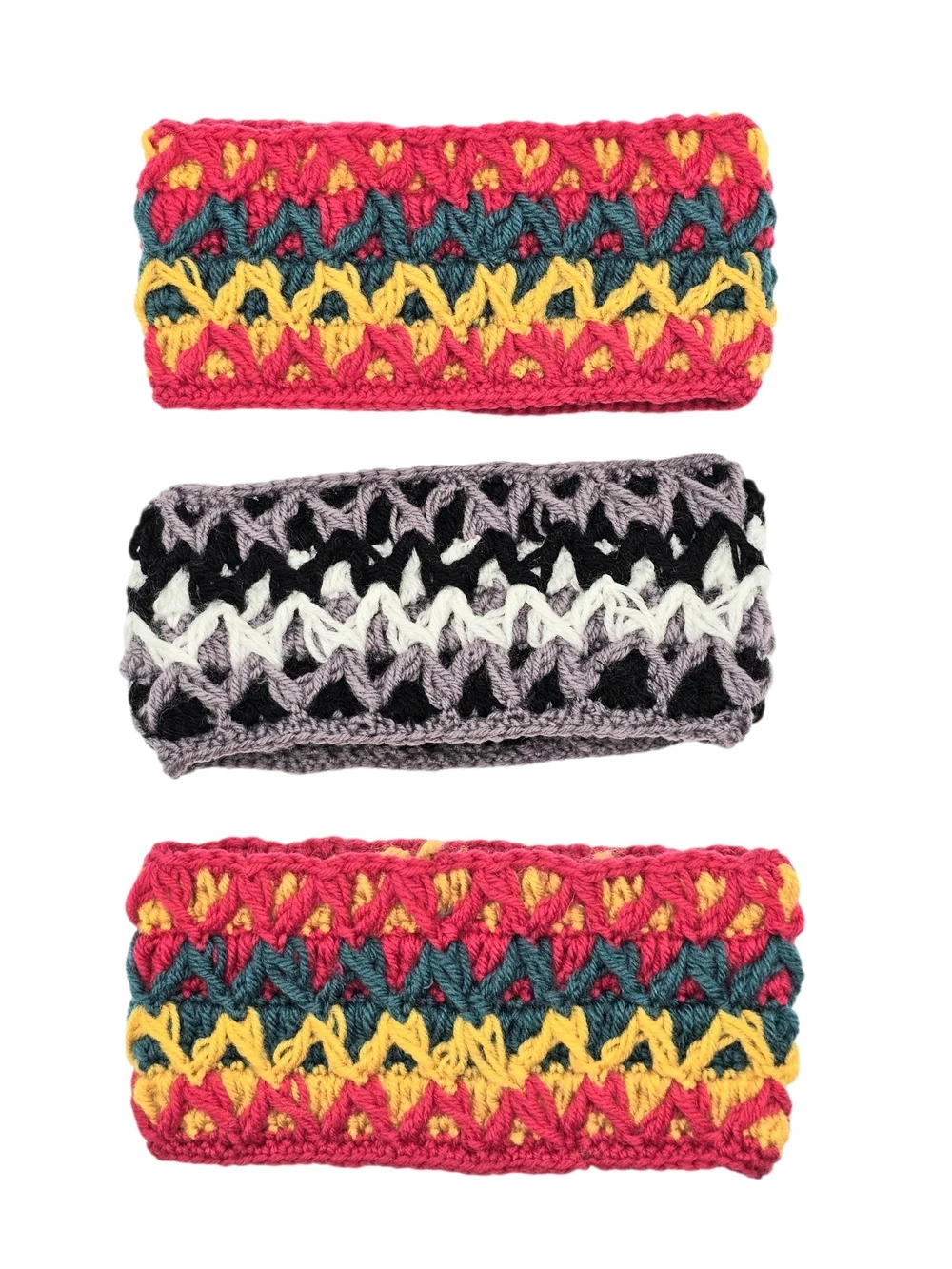 Set of 3 Hand-Knit Crochet Ear Warmer Headbands